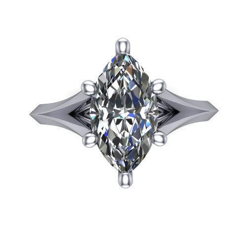 Grace Marquise Shape Classic Engagement Ring in 14K White Gold