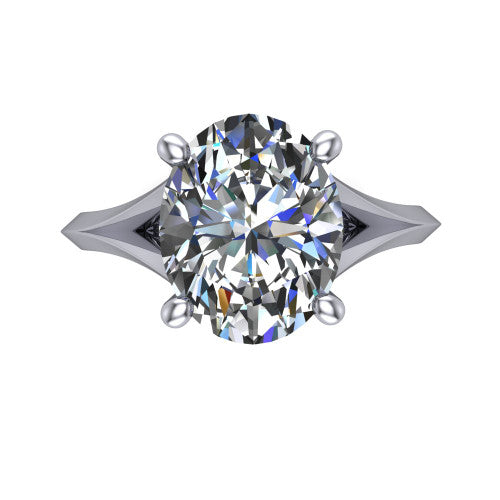 Grace Oval Shape Classic Engagement Ring in 18K White Gold