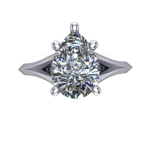 Grace Pear Shape Classic Engagement Ring in 18K White Gold