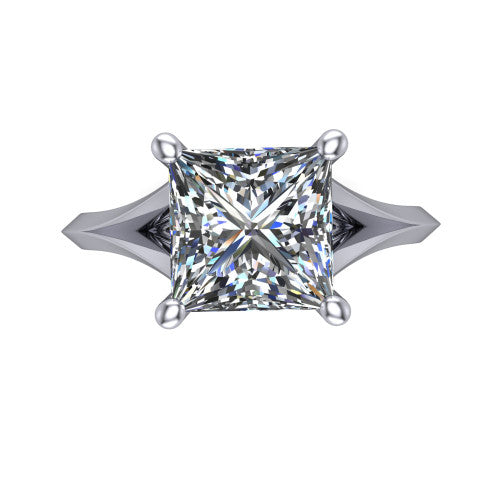 Grace Princess Shape Classic Engagement Ring in 18K White Gold