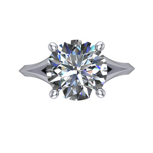 Grace Round Shape Classic Engagement Ring in 18K White Gold