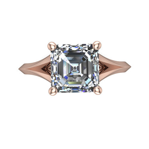 Grace Square Emerald Shape Classic Engagement Ring in 14K Rose Gold