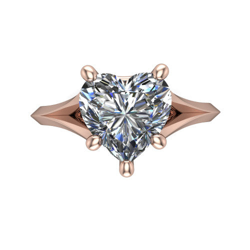Grace Heart Shape Classic Engagement Ring in 14K Rose Gold