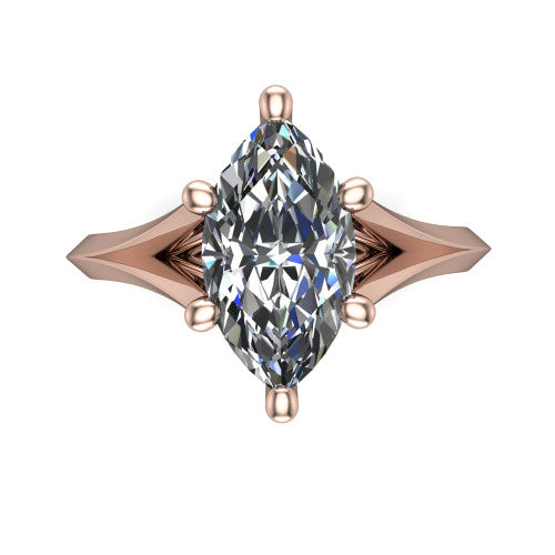 Grace Marquise Shape Classic Engagement Ring in 18K Rose Gold