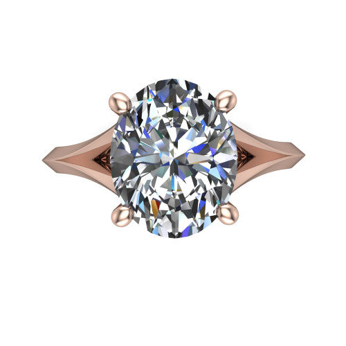 Grace Oval Shape Classic Engagement Ring in 14K Rose Gold