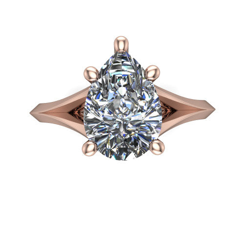 Grace Pear Shape Classic Engagement Ring in 18K Rose Gold