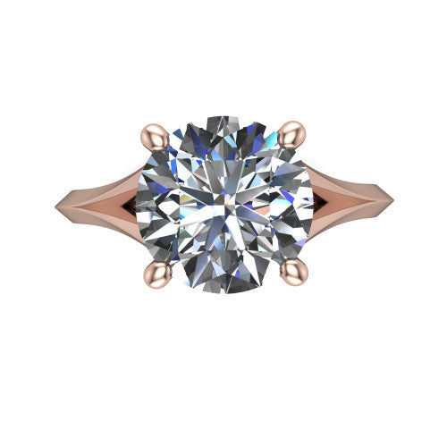 Grace Round Shape Classic Engagement Ring in 18K Rose Gold