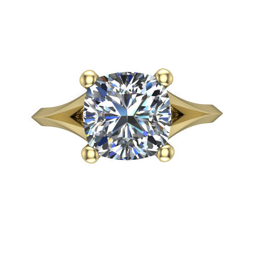 Grace Cushion Shape Classic Engagement Ring in 18K Yellow Gold