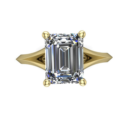 Grace Emerald Shape Classic Engagement Ring in 18K Yellow Gold
