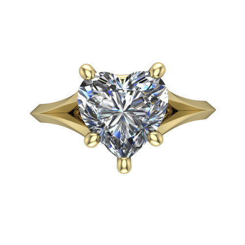Grace Heart Shape Classic Engagement Ring in 14K Yellow Gold