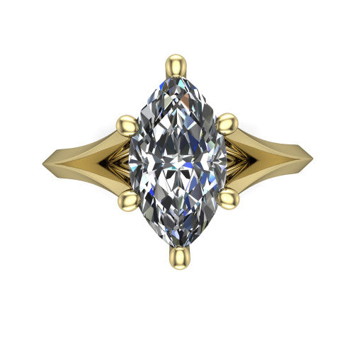 Grace Marquise Shape Classic Engagement Ring in 14K Yellow Gold