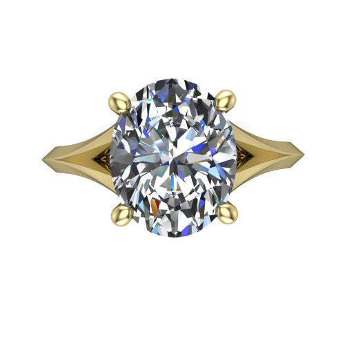 Grace Oval Shape Classic Engagement Ring in 18K Yellow Gold
