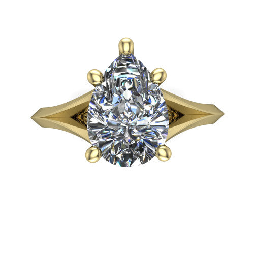 Grace Pear Shape Classic Engagement Ring in 18K Yellow Gold