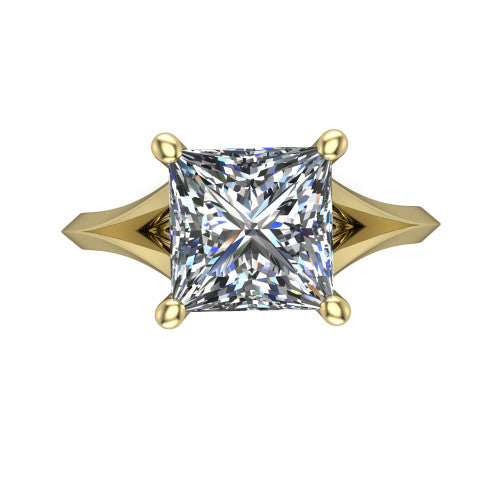 Grace Princess Shape Classic Engagement Ring in 18K Yellow Gold
