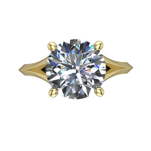 Grace Round Shape Classic Engagement Ring in 18K Yellow Gold