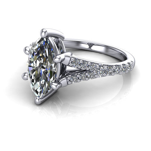 Sophia Marquise Shape Classic Engagement Ring in 18K White Gold