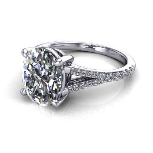 Sophia Oval Shape Classic Engagement Ring in 14K White Gold