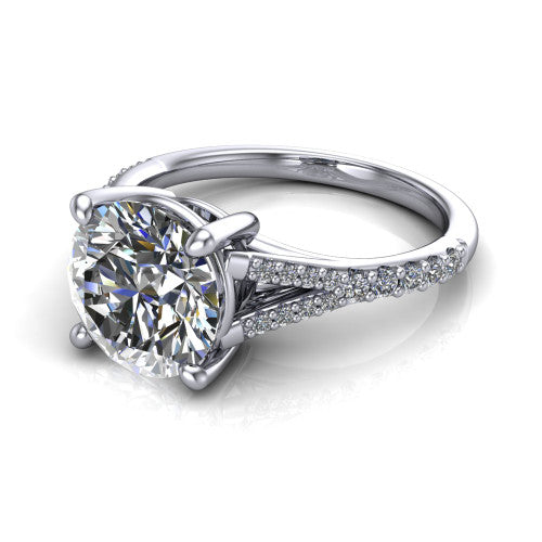 Sophia Round Shape Classic Engagement Ring in 18K White Gold