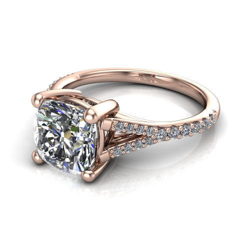Sophia Cushion Shape Classic Engagement Ring in 18K Rose Gold
