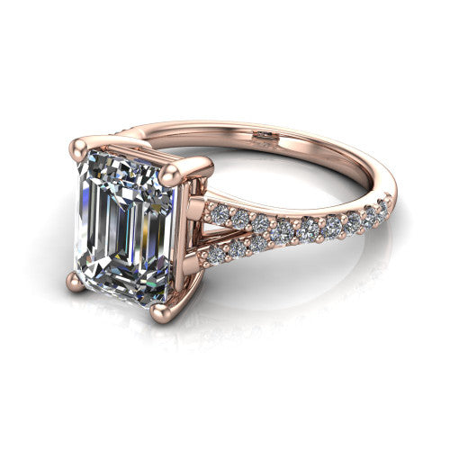 Sophia Emerald Shape Classic Engagement Ring in 18K Rose Gold