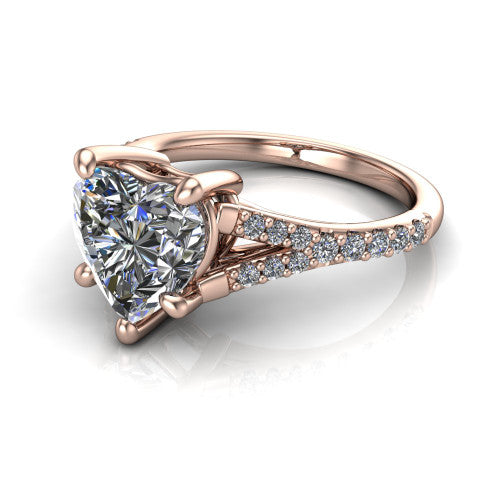 Sophia Heart Shape Classic Engagement Ring in 18K Rose Gold