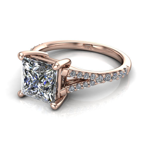 Sophia Princess Shape Classic Engagement Ring in 14K Rose Gold