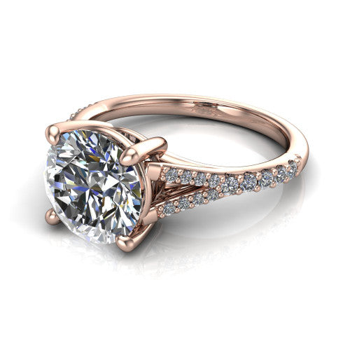 Sophia Round Shape Classic Engagement Ring in 14K Rose Gold