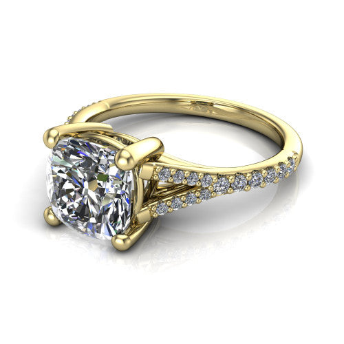 Sophia Cushion Shape Classic Engagement Ring in 18K Yellow Gold