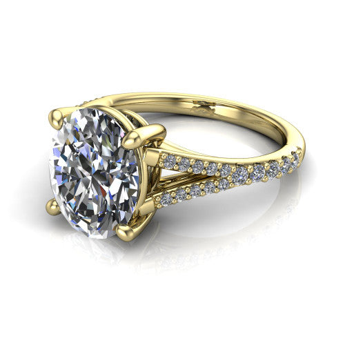 Sophia Oval Shape Classic Engagement Ring in 18K Yellow Gold