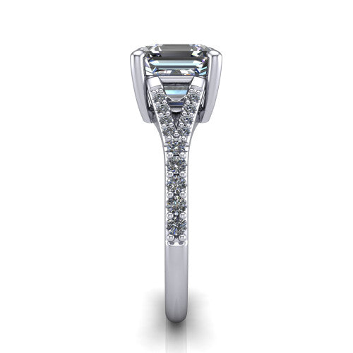 Sophia Square Emerald Shape Classic Engagement Ring in Platinum