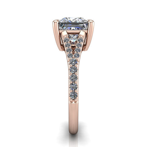 Sophia Princess Shape Classic Engagement Ring in 18K Rose Gold