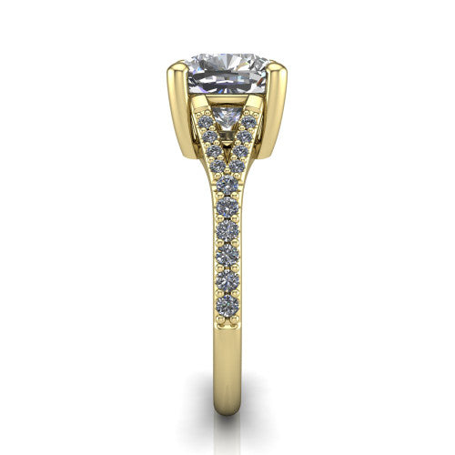 Sophia Cushion Shape Classic Engagement Ring in 18K Yellow Gold