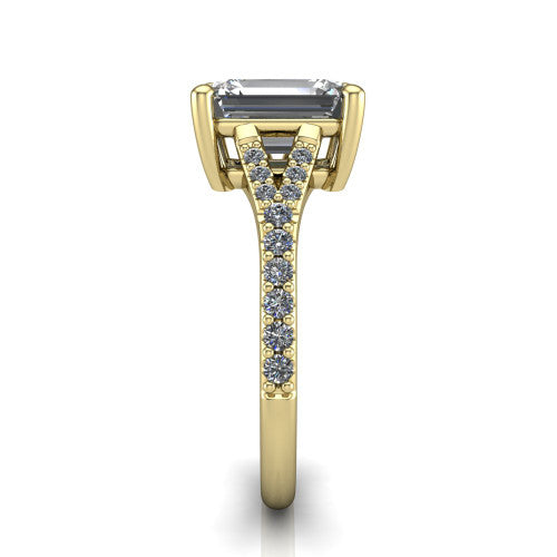 Sophia Emerald Shape Classic Engagement Ring in 18K Yellow Gold