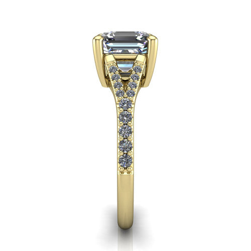 Sophia Square Emerald Shape Classic Engagement Ring in 14K Yellow Gold