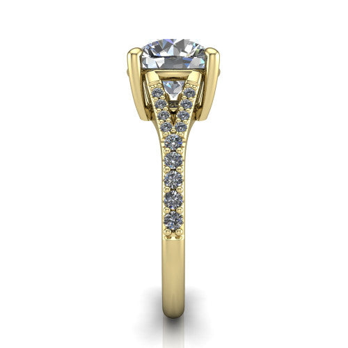 Sophia Round Shape Classic Engagement Ring in 14K Yellow Gold