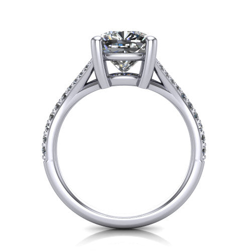 Sophia Cushion Shape Classic Engagement Ring in 14K White Gold