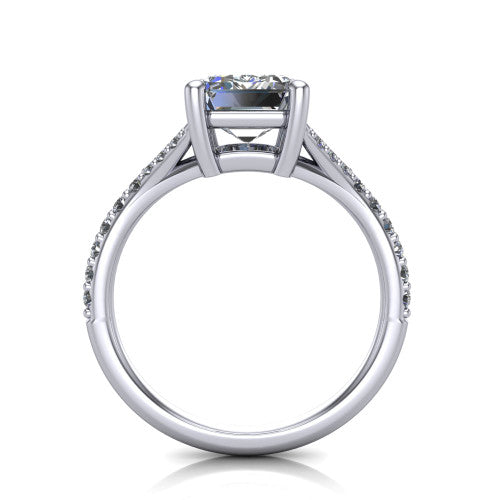 Sophia Emerald Shape Classic Engagement Ring in 14K White Gold