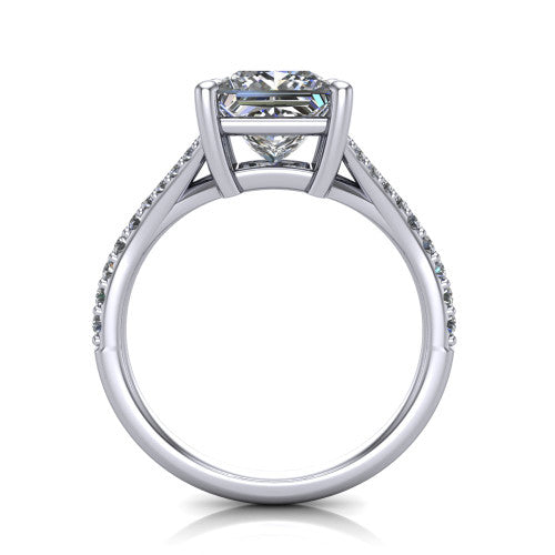 Sophia Princess Shape Classic Engagement Ring in 18K White Gold