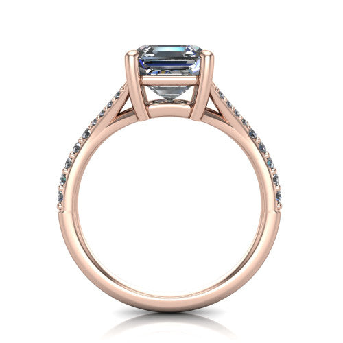 Sophia Square Emerald Shape Classic Engagement Ring in 18K Rose Gold