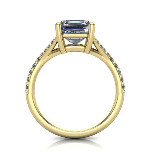Sophia Square Emerald Shape Classic Engagement Ring in 18K Yellow Gold