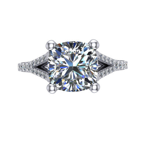 Sophia Cushion Shape Classic Engagement Ring in Platinum