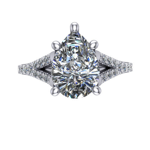 Sophia Pear Shape Classic Engagement Ring in 14K White Gold