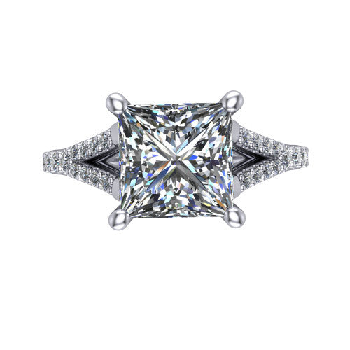 Sophia Princess Shape Classic Engagement Ring in Platinum