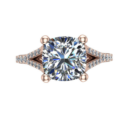 Sophia Cushion Shape Classic Engagement Ring in 18K Rose Gold