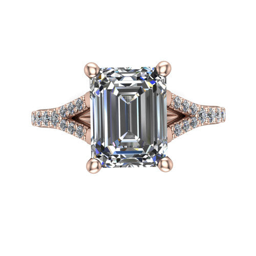 Sophia Emerald Shape Classic Engagement Ring in 18K Rose Gold