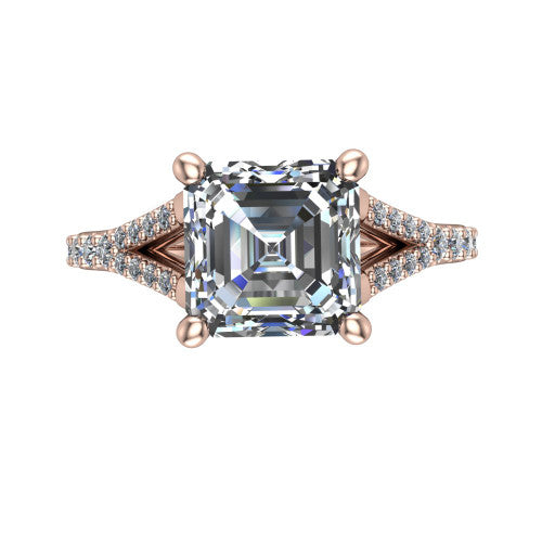 Sophia Square Emerald Shape Classic Engagement Ring in 14K Rose Gold