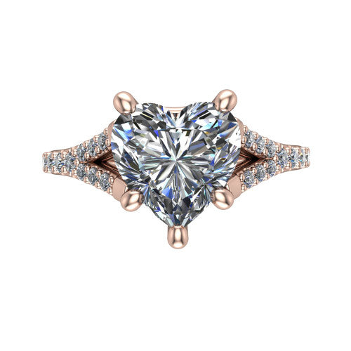 Sophia Heart Shape Classic Engagement Ring in 14K Rose Gold