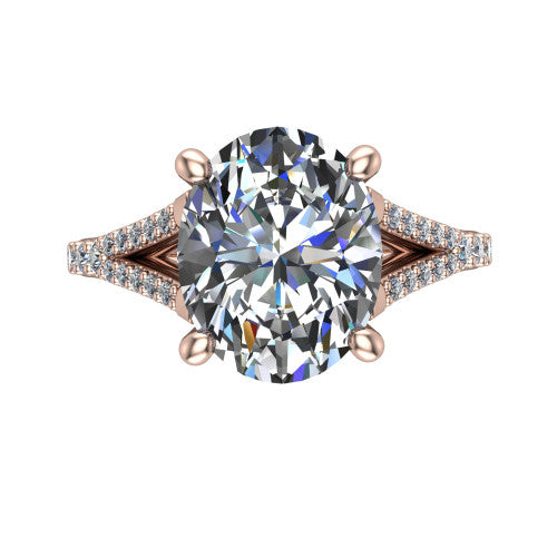 Sophia Oval Shape Classic Engagement Ring in 18K Rose Gold