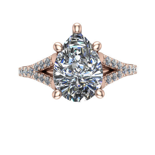 Sophia Pear Shape Classic Engagement Ring in 18K Rose Gold