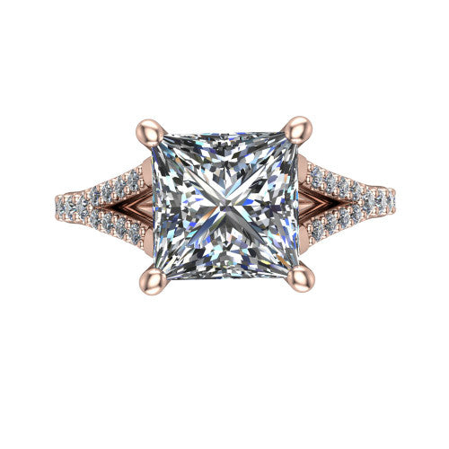 Sophia Princess Shape Classic Engagement Ring in 14K Rose Gold